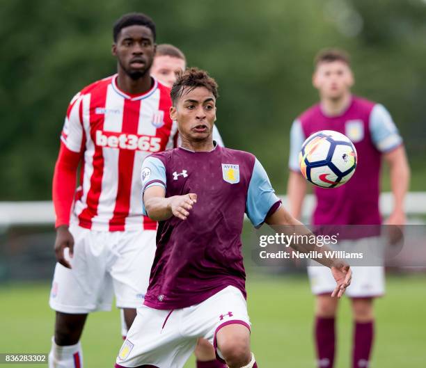 Khalid Abdo of Aston Villa during the Premier League 2 match between Aston Villa and Stoke City at Bodymoor Heath on August 21, 2017 in Birmingham,...