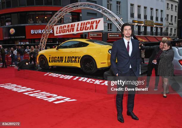 Adam Driver attends the "Logan Lucky" UK Premiere at Vue West End on August 21, 2017 in London, England.