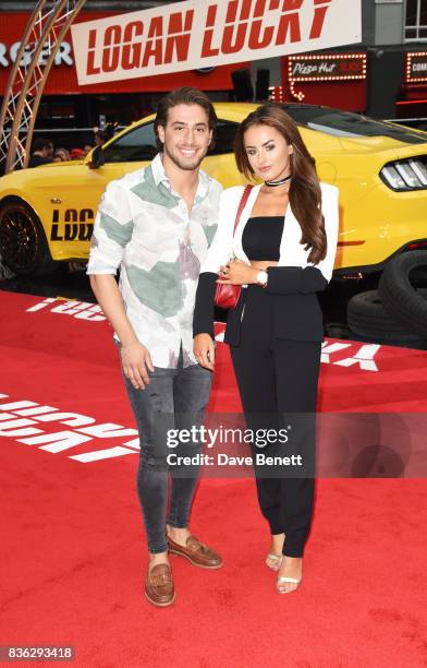 Kem Cetinay and Amber Davies attend the "Logan Lucky" UK Premiere at Vue West End on August 21, 2017 in London, England.