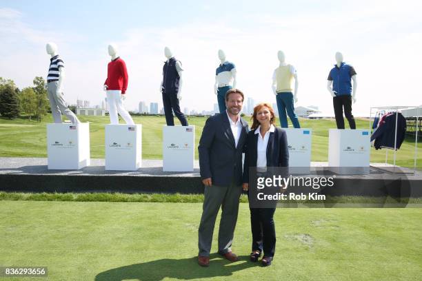 Matt Kamienski, Presidents Cup tournament director , and Joelle Grunberg, LACOSTE CEO attend LACOSTE 'Official Apparel Provider' unveiling during...