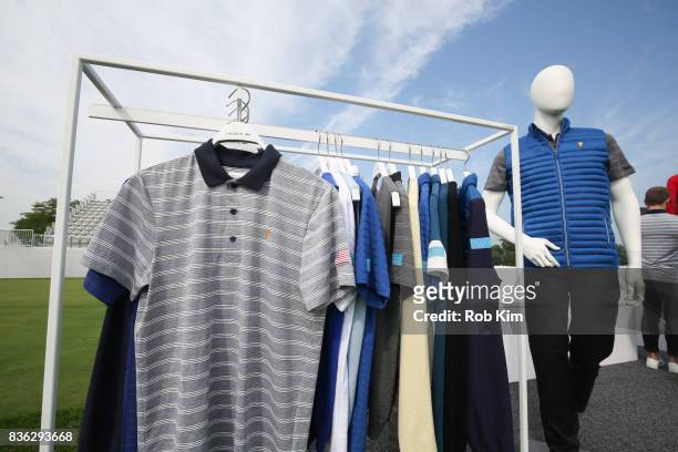 View of product at LACOSTE 'Official Apparel Provider' unveiling during 2017 Presidents Cup Media Day at Liberty National Golf Club on August 21,...