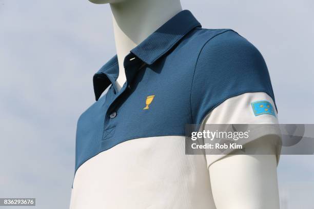 View of product at LACOSTE 'Official Apparel Provider' unveiling during 2017 Presidents Cup Media Day at Liberty National Golf Club on August 21,...