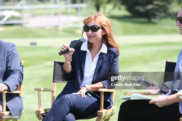 Joelle Grunberg, LACOSTE CEO attends LACOSTE 'Official Apparel Provider' unveiling during 2017 Presidents Cup Media Day at Liberty National Golf Club...