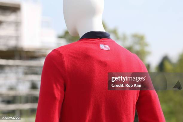 View of product at LACOSTE 'Official Apparel Provider' unveiling during 2017 Presidents Cup Media Day at Liberty National Golf Club on August 21,...