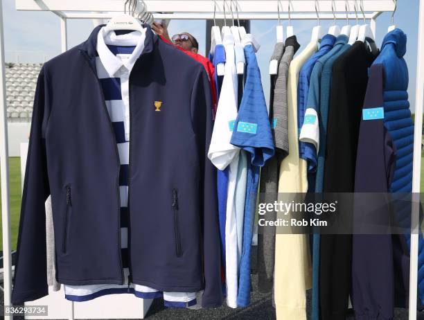 View of product at LACOSTE 'Official Apparel Provider' unveiling during 2017 Presidents Cup Media Day at Liberty National Golf Club on August 21,...