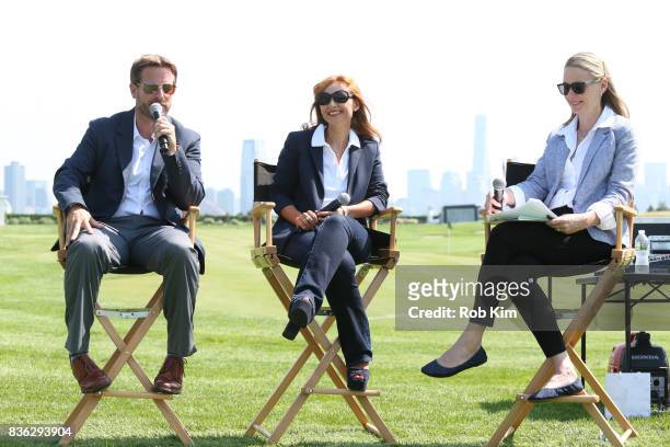 Matt Kamienski, Presidents Cup tournament director, Joelle Grunberg, LACOSTE CEO, and moderator Laura Neal attend LACOSTE 'Official Apparel Provider'...