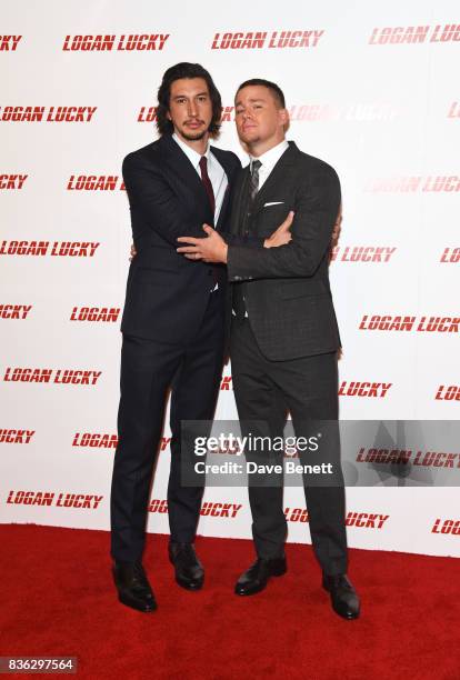 Adam Driver and Channing Tatum attend the "Logan Lucky" UK Premiere at Vue West End on August 21, 2017 in London, England.