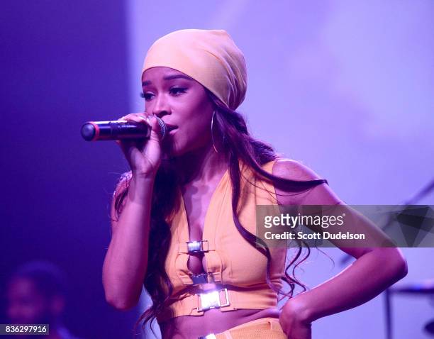 Singer Serayah performs onstage during the GIRL CULT Festival at The Fonda Theatre on August 20, 2017 in Los Angeles, California.