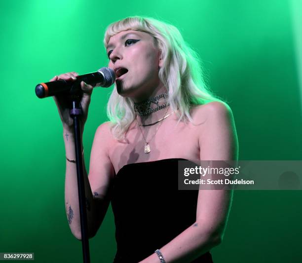 Singer Carly Russ of Girlyboi performs onstage during the GIRL CULT Festival at The Fonda Theatre on August 20, 2017 in Los Angeles, California.