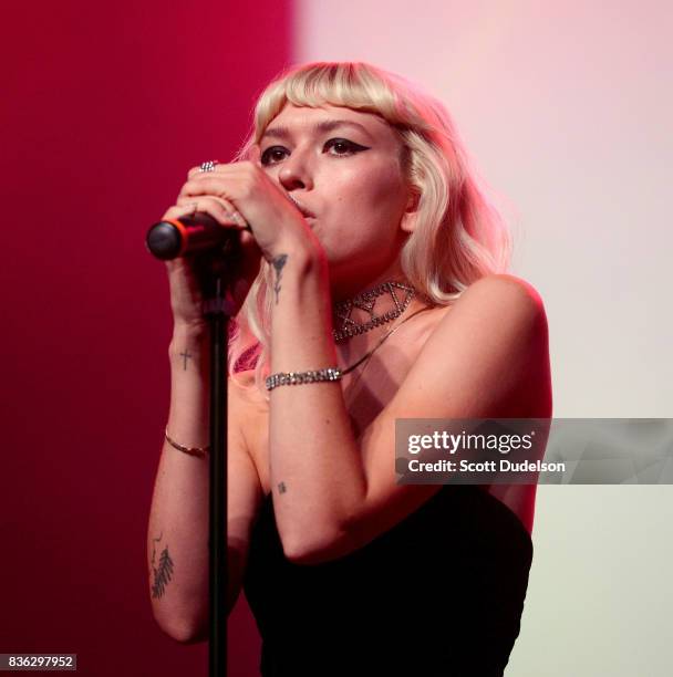 Singer Carly Russ of Girlyboi performs onstage during the GIRL CULT Festival at The Fonda Theatre on August 20, 2017 in Los Angeles, California.