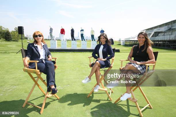 Joelle Grunberg, LACOSTE CEO , Anisha Mukherjee of Golf.com and Tiffany Oshinksky attend LACOSTE 'Official Apparel Provider' unveiling during 2017...