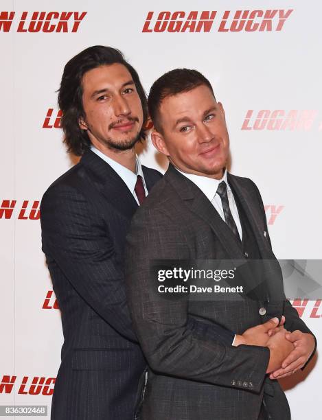 Adam Driver and Channing Tatum attend the "Logan Lucky" UK Premiere at Vue West End on August 21, 2017 in London, England.