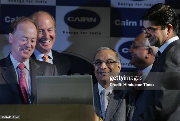 Lawrence Smyth, Chief Operating Officer and Rahul Dhir, Chief Executive Officer of Cairn India Limited, launching the listing ceremony of Cairn India...