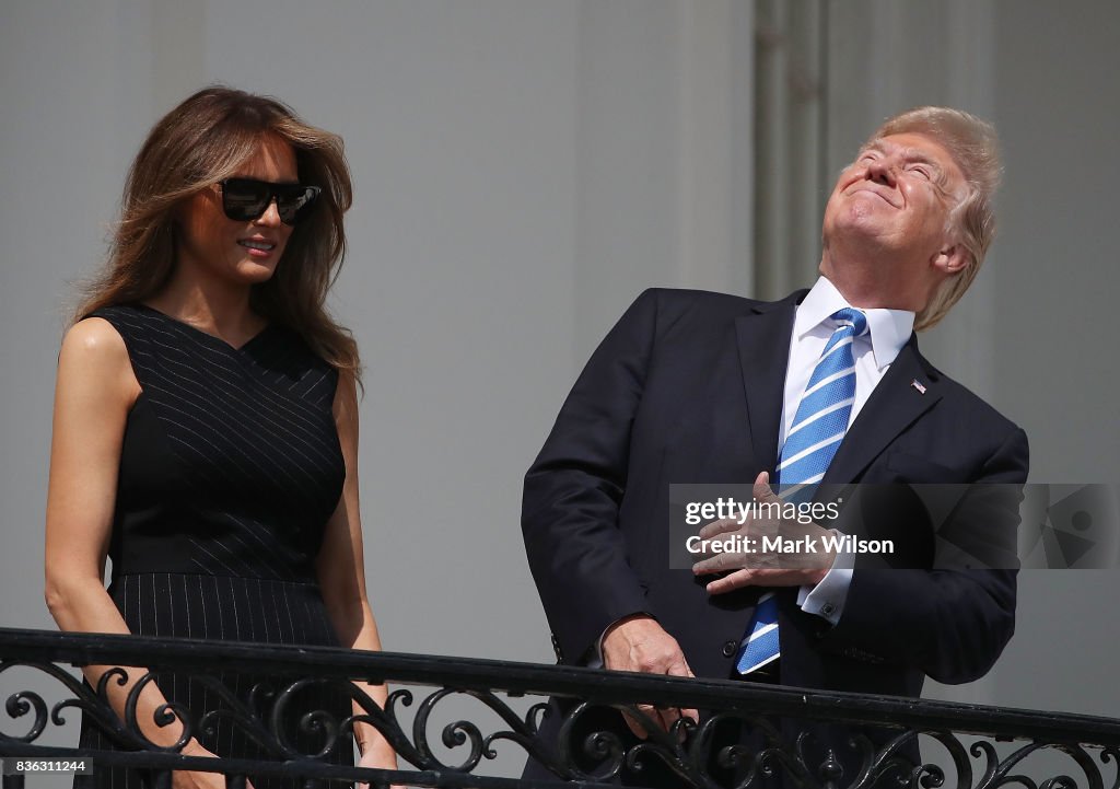 President Trump Views The Eclipse From The White House