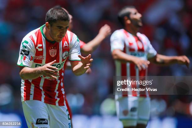 Jairo Gonzalez of Necaxa reacts during the fifth round match between Toluca and Necaxa as part of the Torneo Apertura 2017 Liga MX at Nemesio Diez...