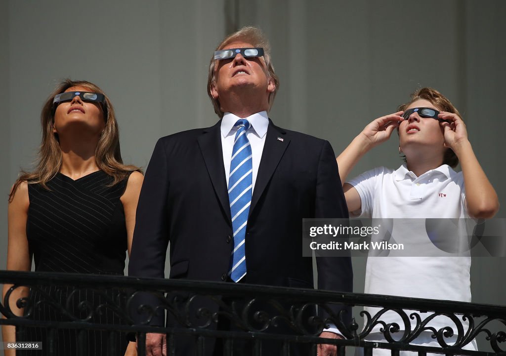 President Trump Views The Eclipse From The White House