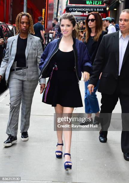 Actress Anna Kendrick is seen outside "Good Morning America" on August 21, 2017 in New York City.