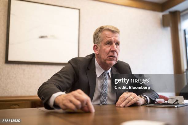 Fritz Joussen, chief executive officer of TUI AG, speaks during an interview in London, U.K., on Monday, Aug. 21, 2017. Tunisia is set to return to...