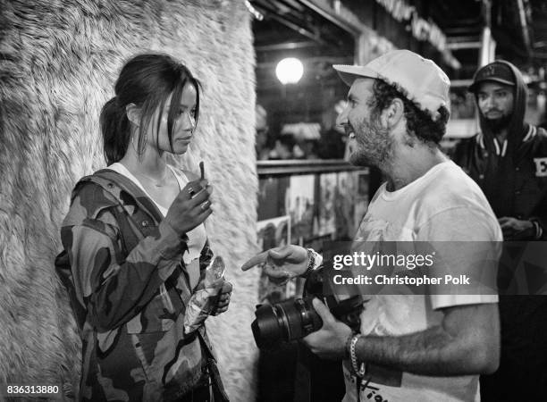 Audreyana Michelle and photographer Mark "The Cobra Snake" Hunter backstage at The Fonda Theatre on August 20, 2017 in Los Angeles, California.