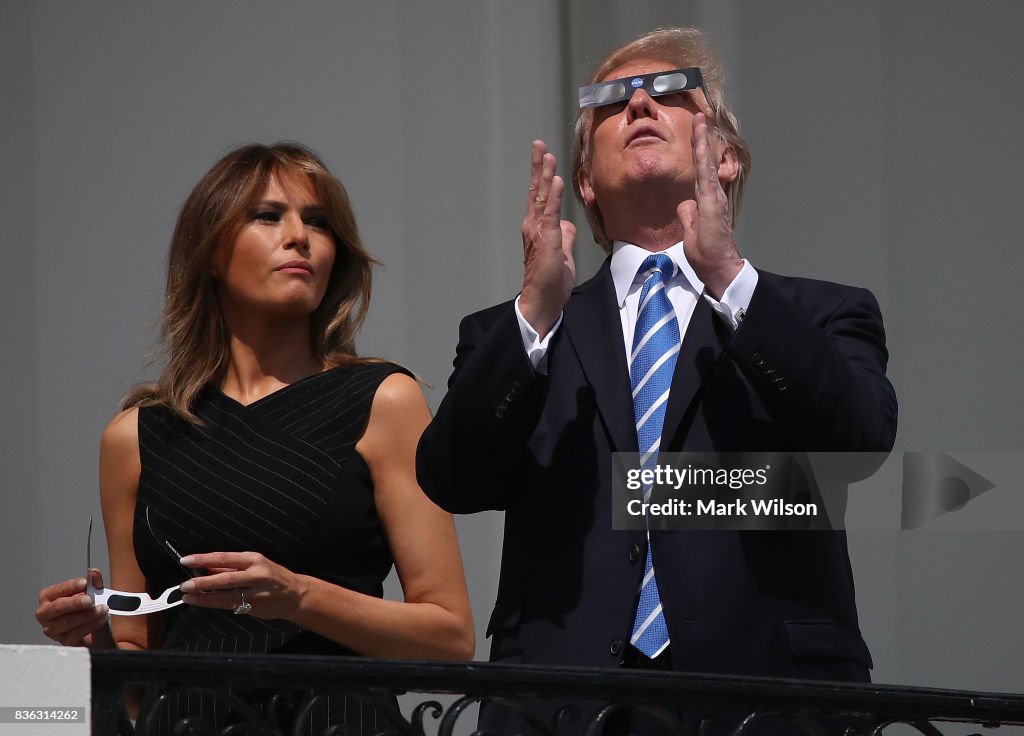 President Trump Views The Eclipse From The White House