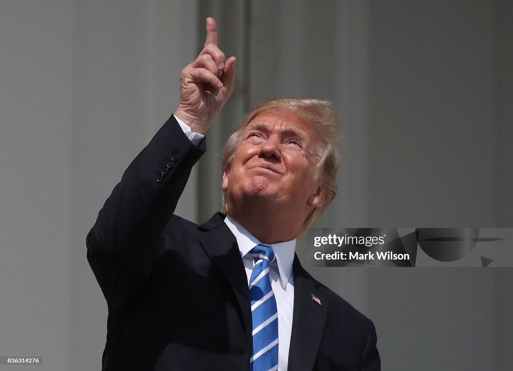 President Trump Views The Eclipse From The White House