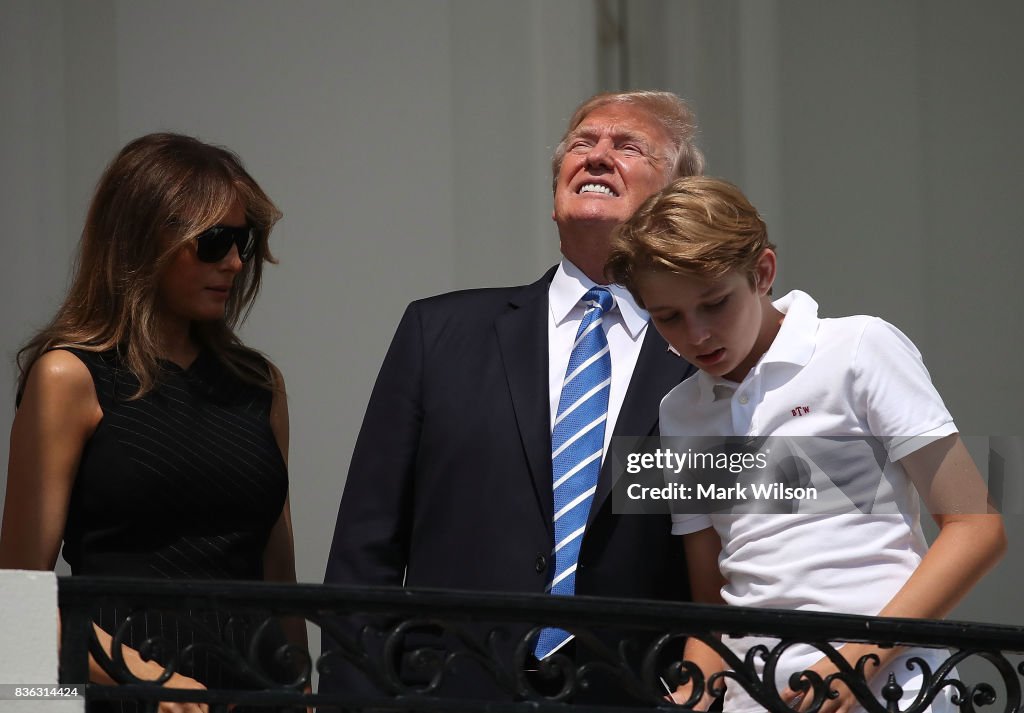President Trump Views The Eclipse From The White House