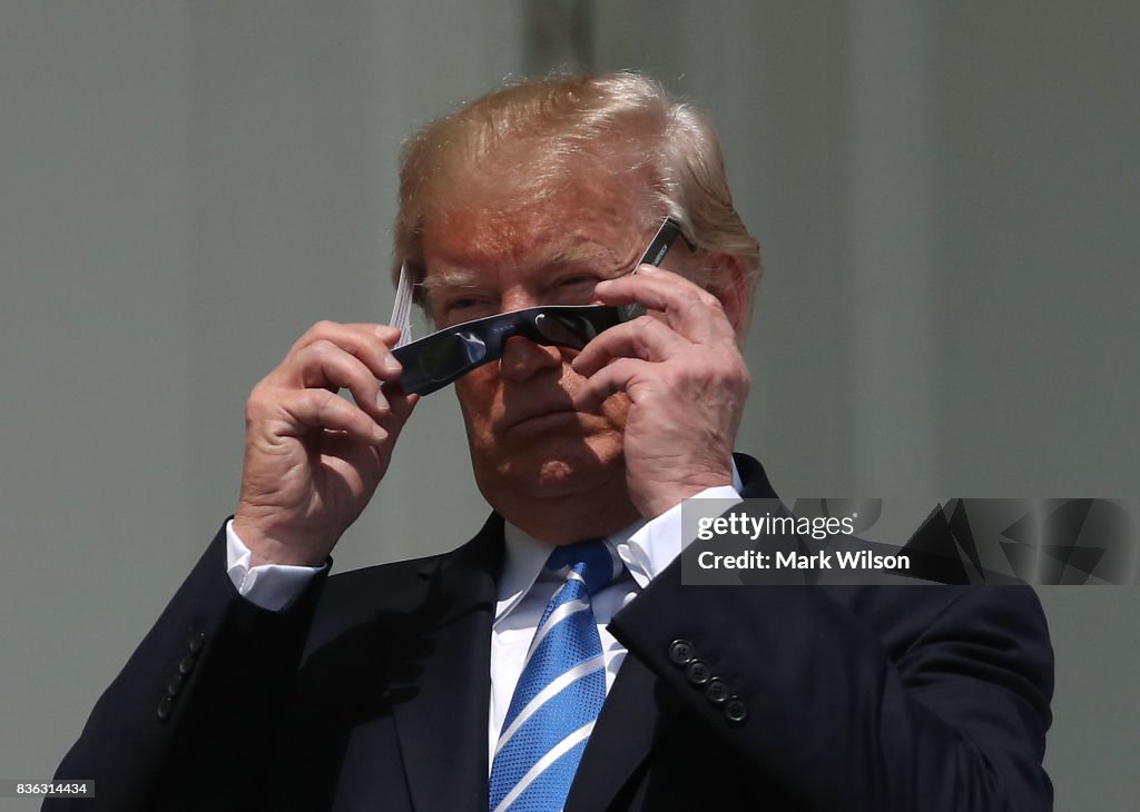 President Trump Views The Eclipse From The White House
