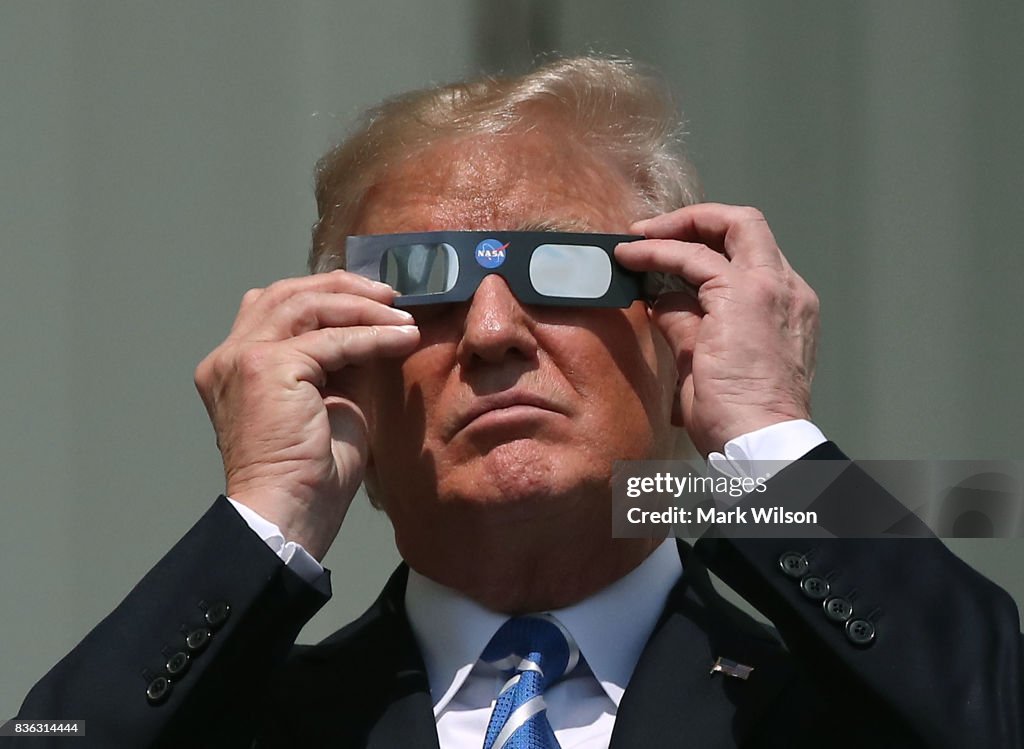 President Trump Views The Eclipse From The White House