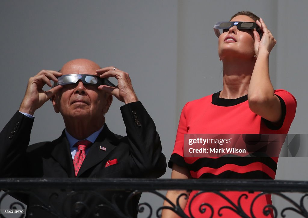 President Trump Views The Eclipse From The White House