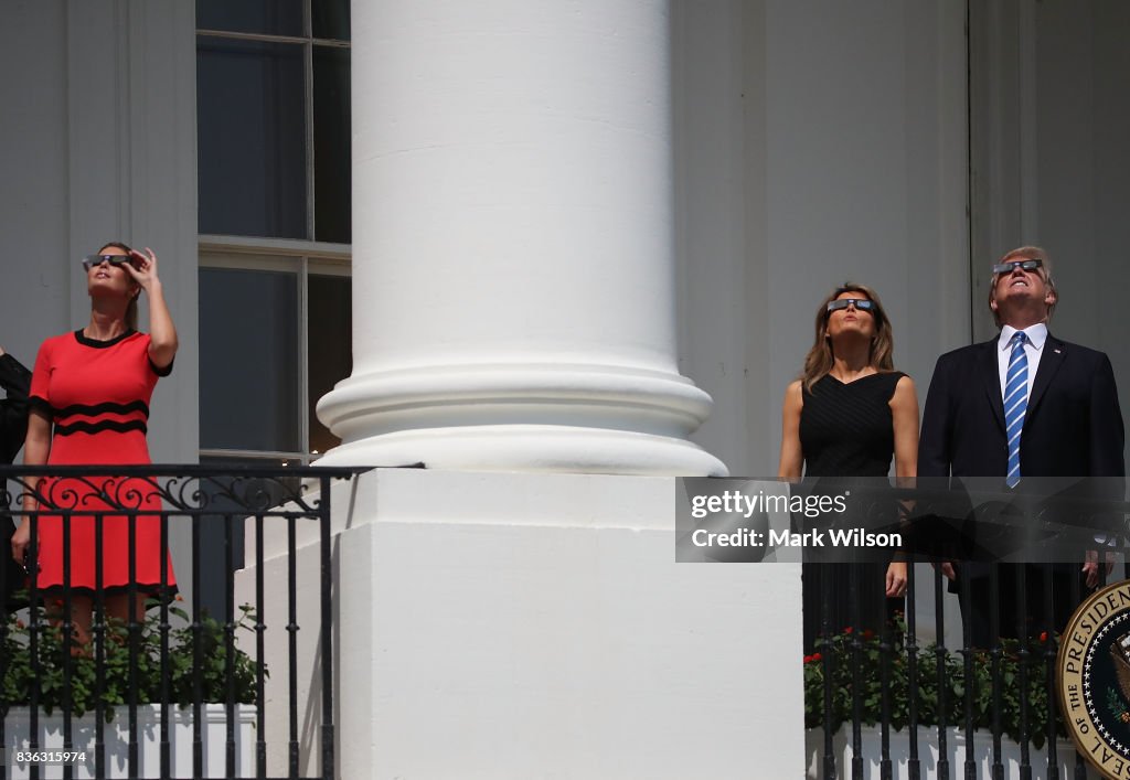 President Trump Views The Eclipse From The White House