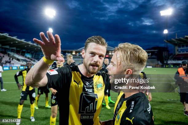 Arnór Smárason & Sander Svendsen during the Allsvenskan match between Orebro SK and Hammarby IF at Behrn Arena on August 21, 2017 in Orebro, Sweden.