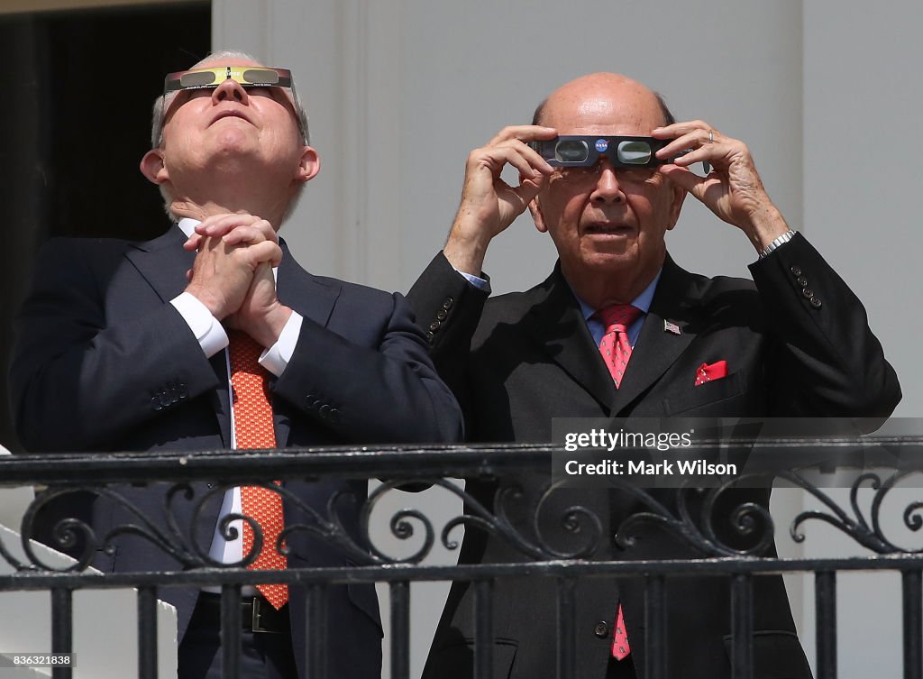 President Trump Views The Eclipse From The White House