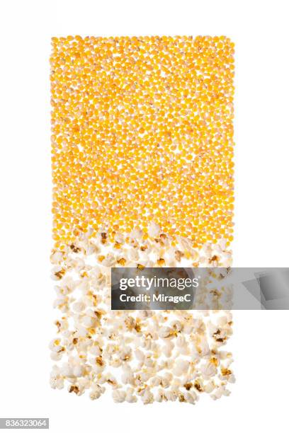 back-lit illuminated popcorn and corn grains - corn kernel stock pictures, royalty-free photos & images