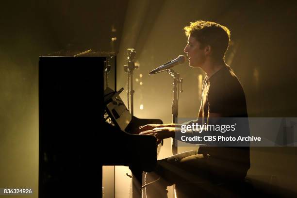 James Blunt performs during "The Late Late Show with James Corden," Wednesday, August 9, 2017 On The CBS Television Network.