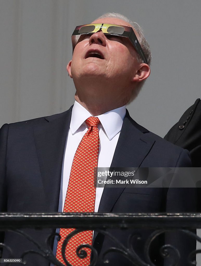 President Trump Views The Eclipse From The White House