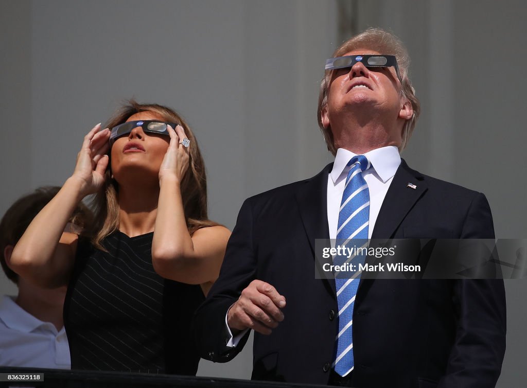 President Trump Views The Eclipse From The White House