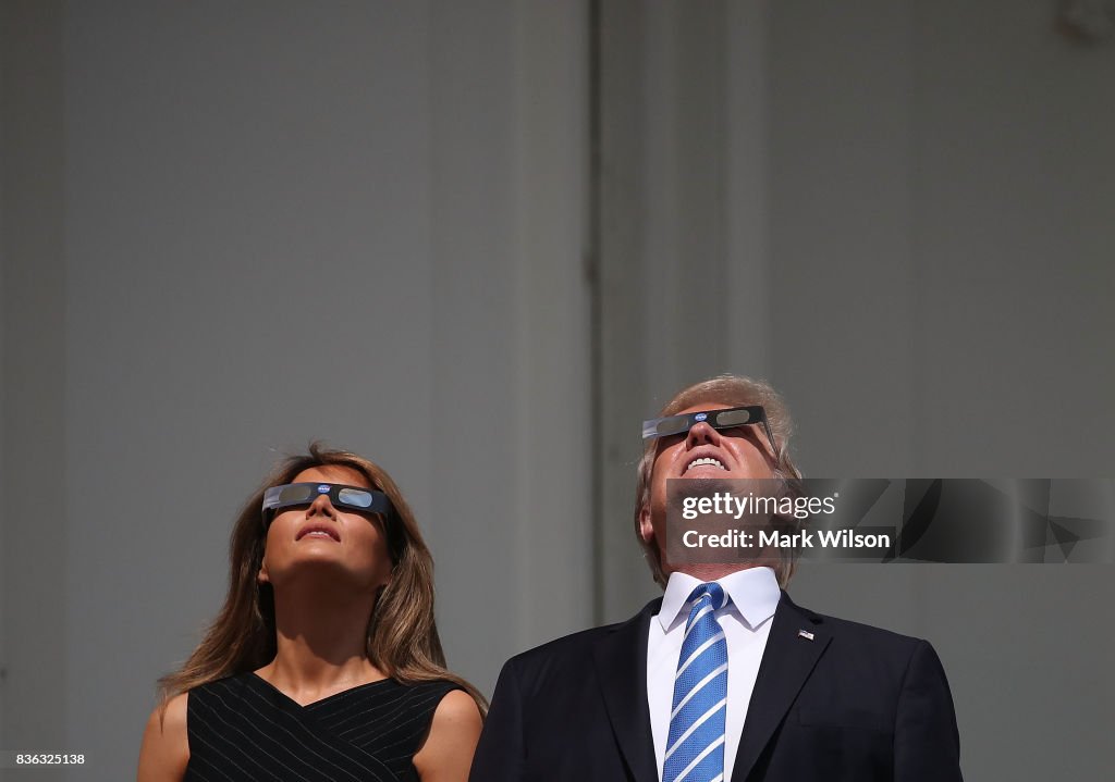 President Trump Views The Eclipse From The White House