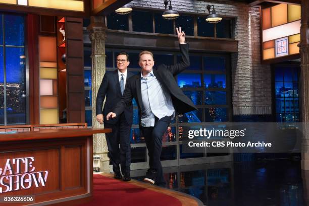 The Late Show with Stephen Colbert and guest John Dickerson, Michael Rapaport, Grizzly Bear during Thursday's August 17, 2017 show.