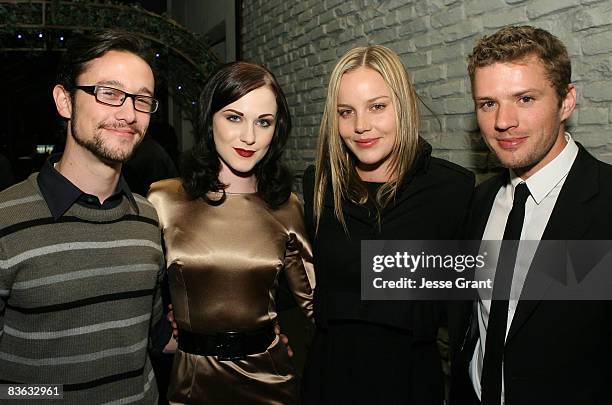 Actors Joseph Gordon-Levitt, Evan Rachel Wood, Abbie Cornish and Ryan Phillippe attend The Behind the Camera Awards held at The Highlands on November...