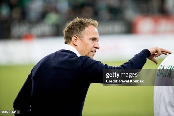 Jakob Michelsen, head coach of Hammarby IF during the Allsvenskan match between Orebro SK and Hammarby IF at Behrn Arena on August 21, 2017 in...