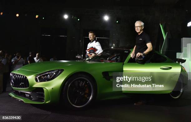 Roland Folger, MD & CEO, Mercedes-Benz India , and AMG Driver Christian Hohenadel at the launch of AMG GT R on August 21, 2017 in New Delhi, India.