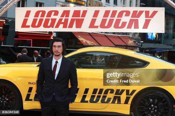 Adam Driver arrives at the 'Logan Lucky' UK premiere held at Vue West End on August 21, 2017 in London, England.