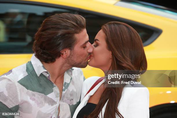 Kem Cetinay and Amber Davies arrive at the 'Logan Lucky' UK premiere held at Vue West End on August 21, 2017 in London, England.