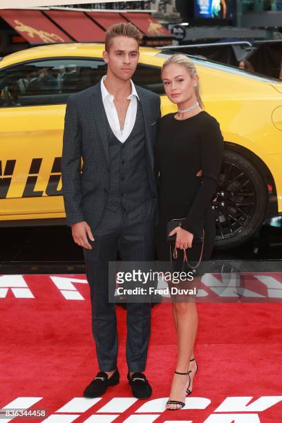 Julius Cowdrey and Ella Willis arrive at the 'Logan Lucky' UK premiere held at Vue West End on August 21, 2017 in London, England.