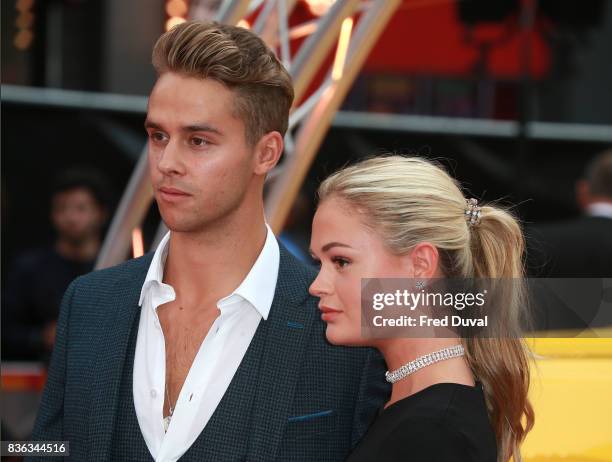 Julius Cowdrey and Ella Willis arrive at the 'Logan Lucky' UK premiere held at Vue West End on August 21, 2017 in London, England.