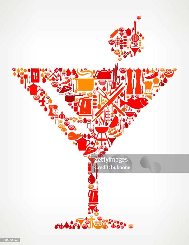 Martini Cocktail Cooking and Food Vector Icon Pattern