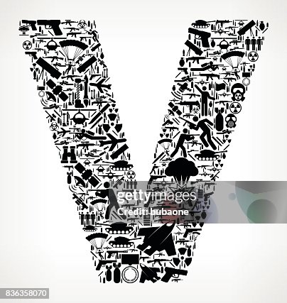 字母 V 戰爭和現代戰爭向量圖示模式 字母 V 戰爭和現代戰爭向量圖示模式