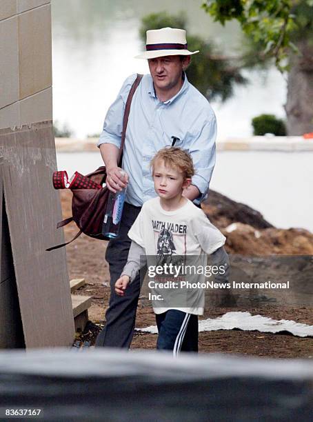Director Andrew Upton, husband of actress Cate Blanchett, walks with their son Dashiell John Upton near their Hunter's Hill home on November 8, 2008...