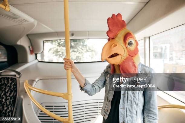 commuting person going to halloween - mask disguise stock pictures, royalty-free photos & images
