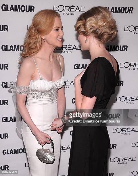 Actress Nicole Kidman and musician Taylor Swift attend the 2008 Glamour Women of the Year Awards at Carnegie Hall on November 10, 2008 in New York...